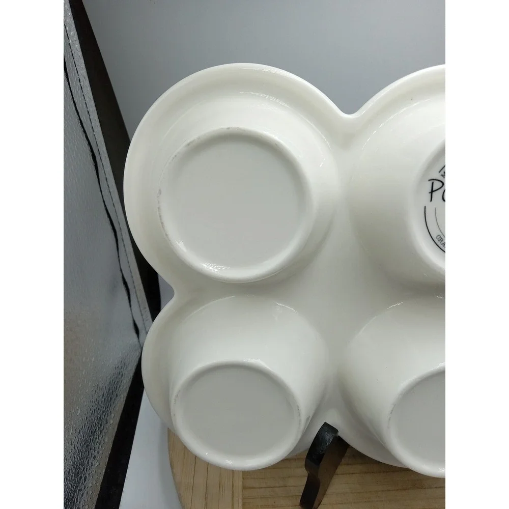 Potter's Studio‎ ceramic painted floral bird blue mult 6 cupcake/muffin bake pan
